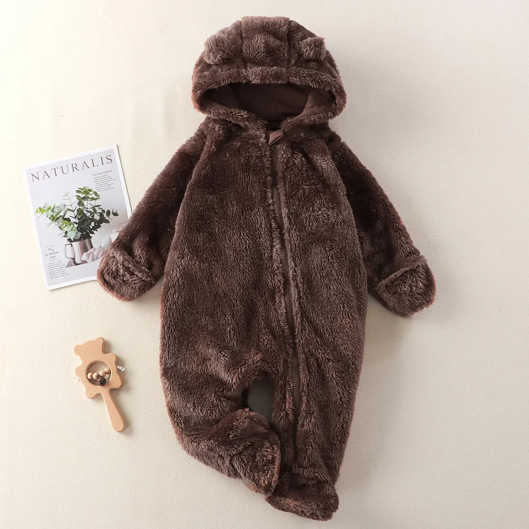 CozyCuddle - Grenouillère douillette pour nouveau-né avec capuche