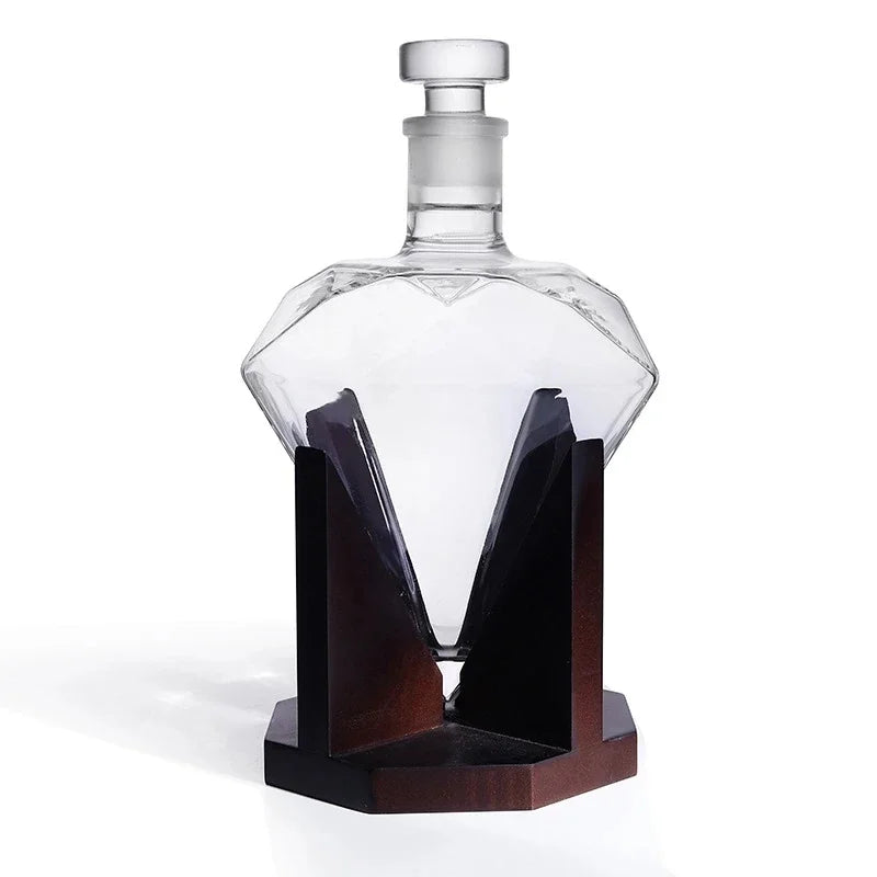 Whisky Decanter - Diamond - 1000ml Tilavuus - Puinen pidike