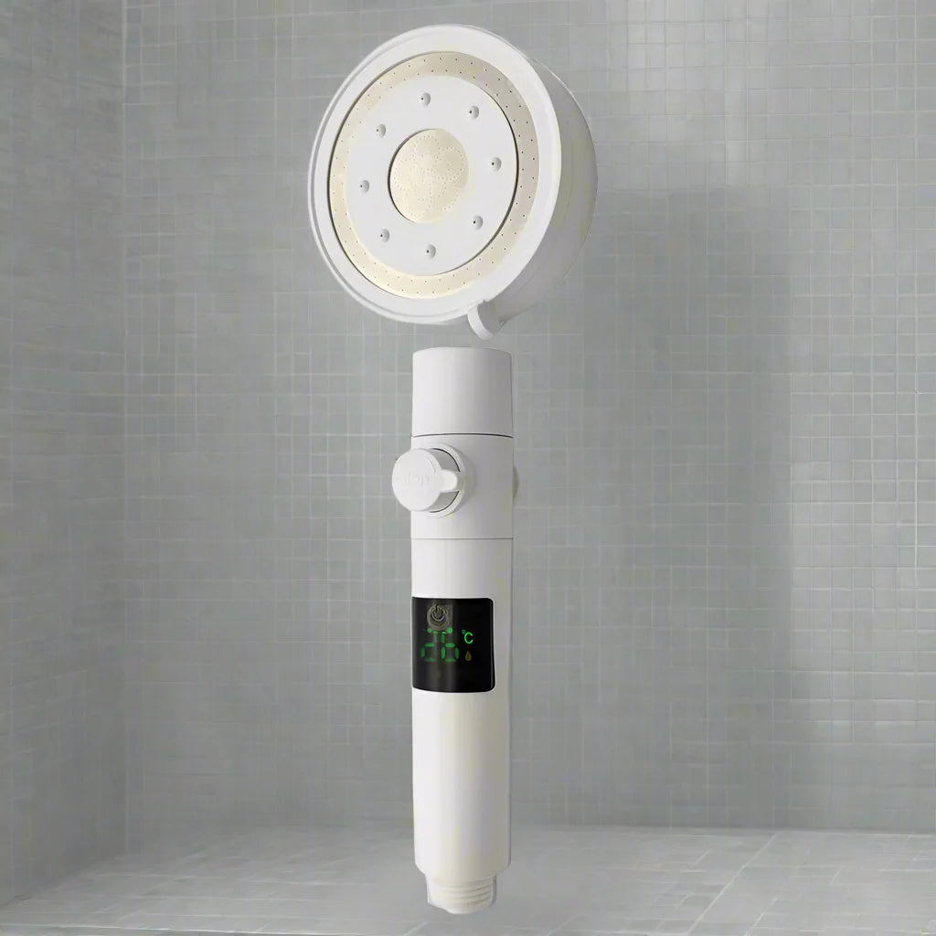 Zloog Digital Temperature Display 5-Mode High Pressure Shower Head