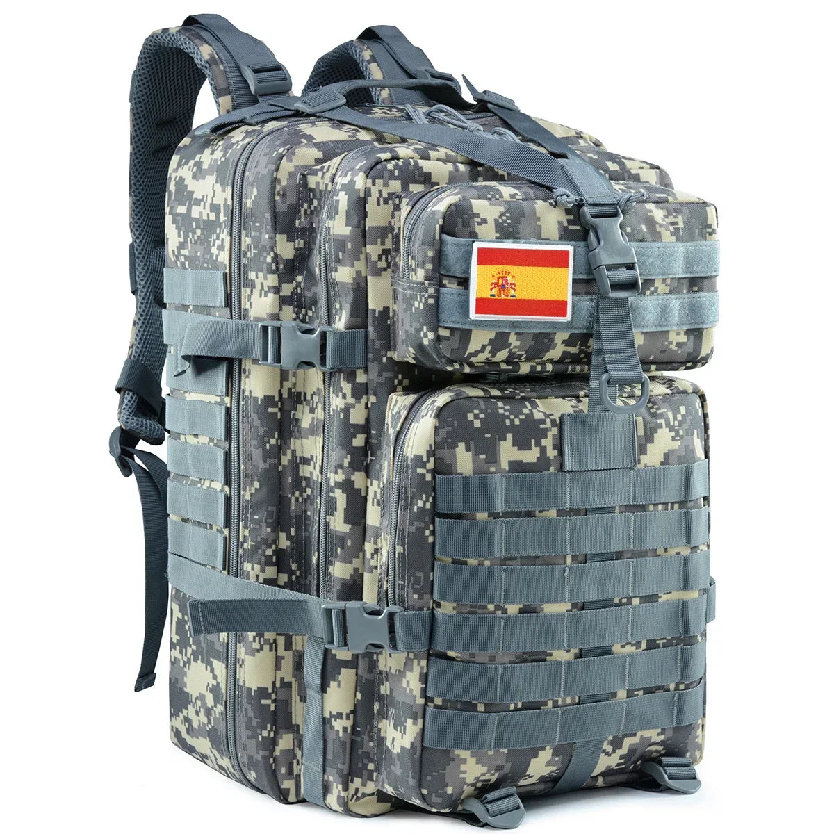 Sac à dos tactique 45 L pour homme/femme – Sac à dos MOLLE pour la chasse, la pêche, la randonnée, le trekking et la survie – Sac à dos d'extérieur de grande capacité avec porte-gobelets