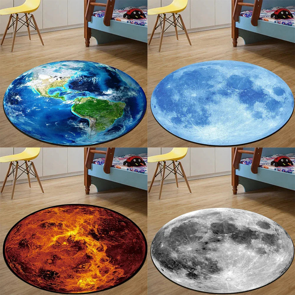 Tapis Rond Éponge Sara - Motif Terre & Mars Tapis de Sol Antidérapant