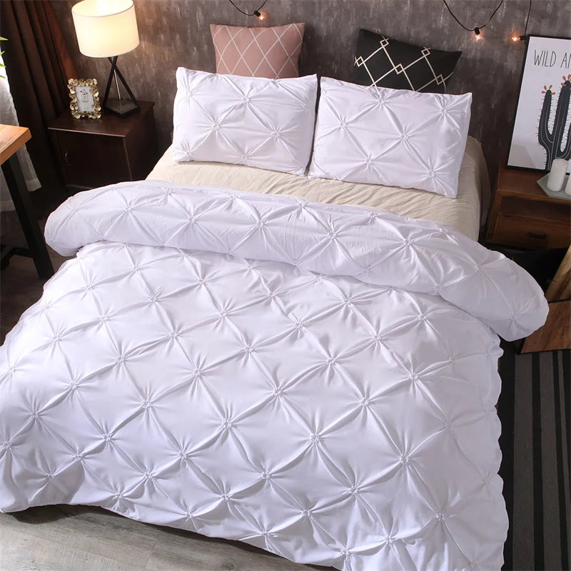 Diamond Pintuck Duvet Cover 3 Piece Bed Set