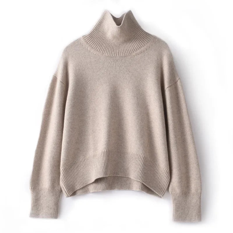 Nuovo maglione da donna in puro cashmere 100% autunno e inverno - Pullover dolcevita spesso