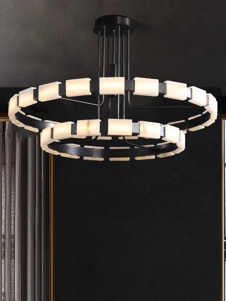 Volga Nutane Modern Large Natural Marble Chandelier