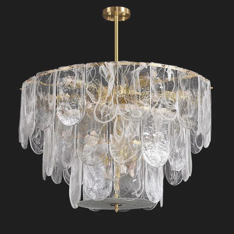 The Strand Gold LED Marble Crystal Glass Chandelier