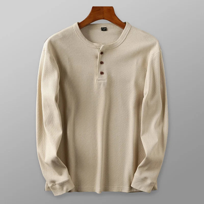 Henley-Shirt mit Waffelstrick