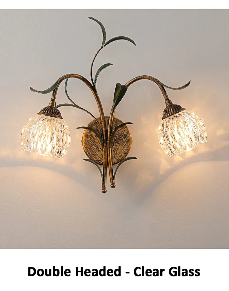 Lumină de perete retro din bronz cu cristale, stil francez, pentru decorarea casei