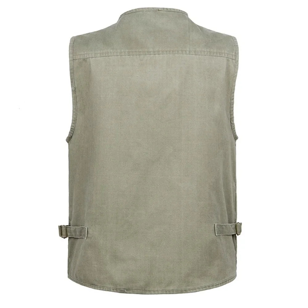 Cotton Sleeveless Cargo Vest | 16 Pockets Waistcoat