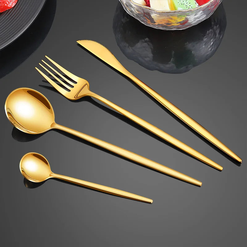 24pcs Gold Dinnerware Set Stainless Steel