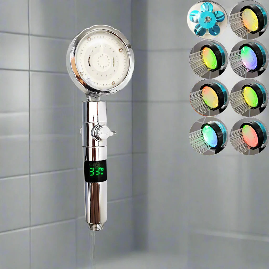 Zloog Digital Temperature Display 5-Mode High Pressure Shower Head