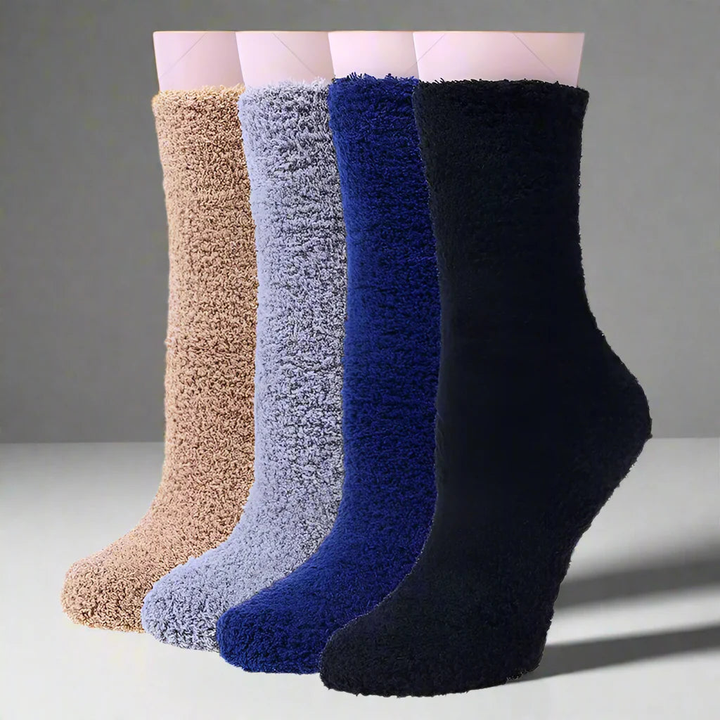 Meias Fuzzy de Inverno Clara para Mulheres - 4 Pares de Meias de Lã Macias