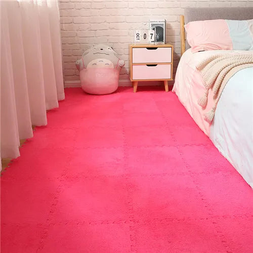 Winnie 60 piezas Alfombrilla de Juego Suave de Peluche para Bebés – Baldosas de Suelo de Espuma EVA Interconectables para Niños