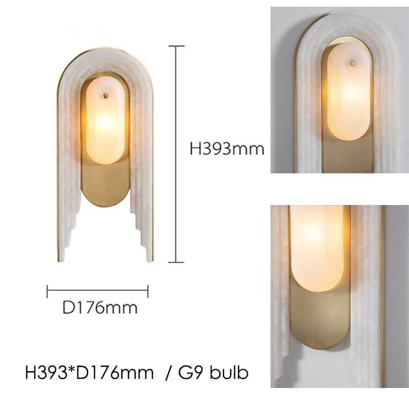 IIS Luxury Frosted Marble Wall Light G9 Copper Gold Wall Sconce