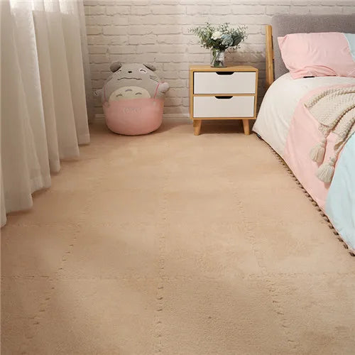 Winnie 60 piezas Alfombrilla de Juego Suave de Peluche para Bebés – Baldosas de Suelo de Espuma EVA Interconectables para Niños