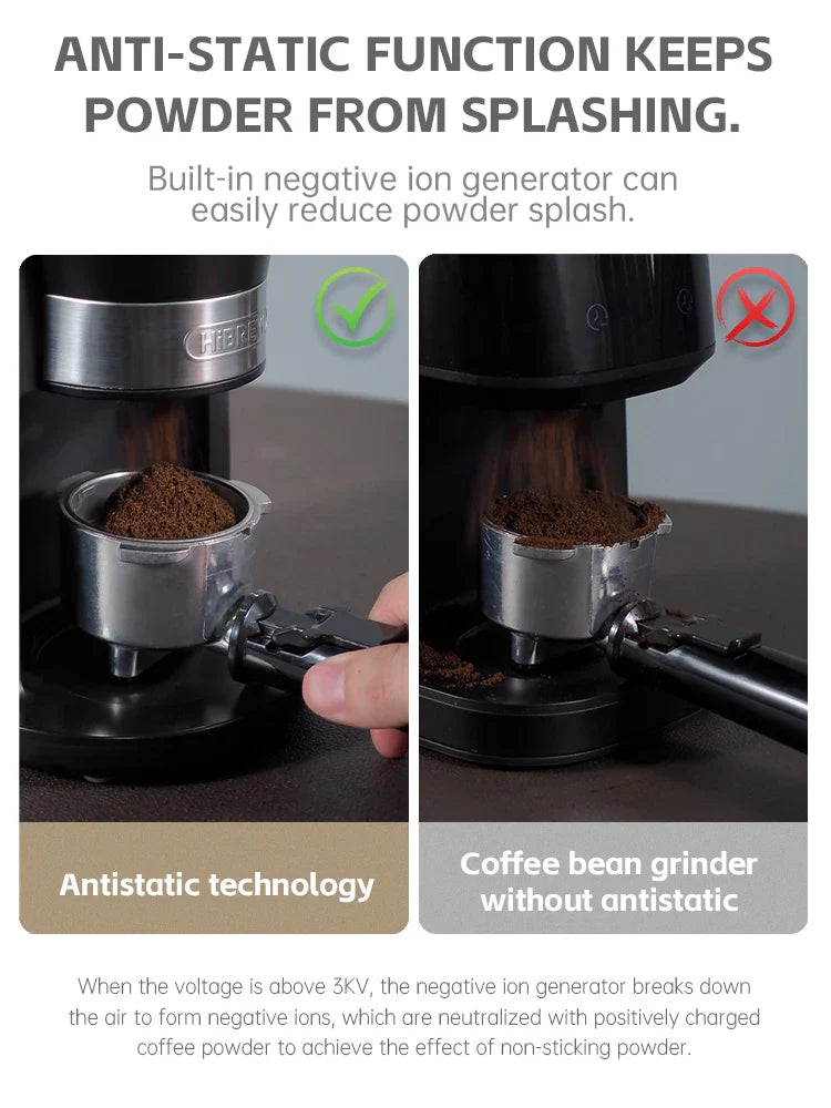 Molinillo de café eléctrico HiBREW automático con 31 engranajes para espresso, café americano y vertido - Almacenamiento visual de granos (G3)