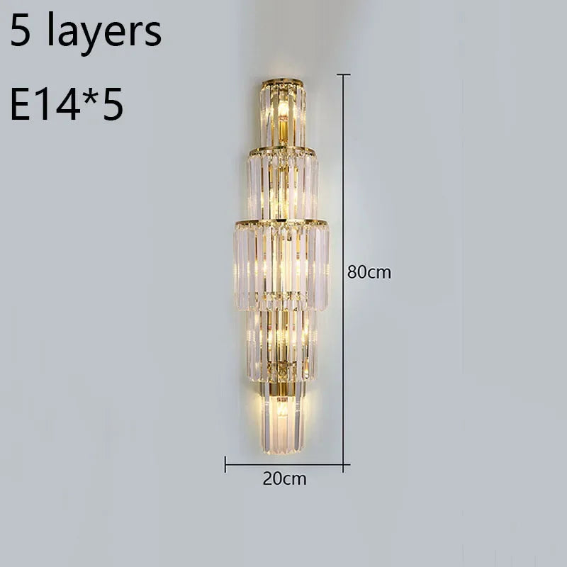 Opulent Pillar Crystal Wall Lamp