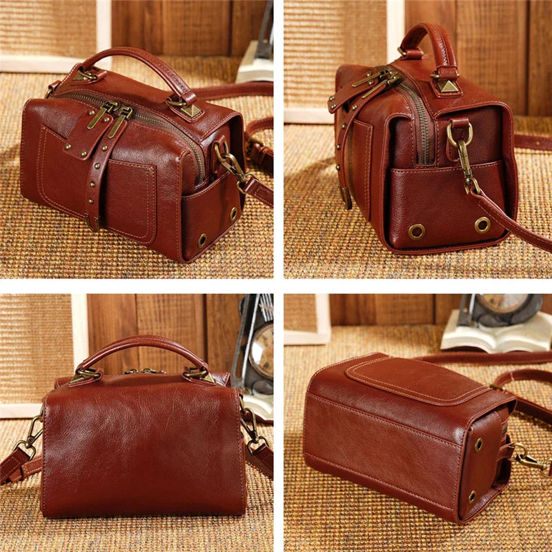 Genuine Leather Boston Shoulder Bag