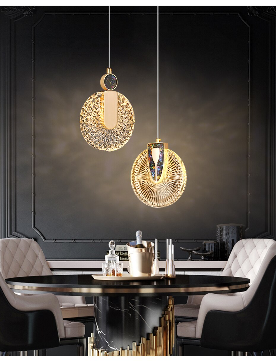 Luz Pendente DUN Luxury Gold Led Redonda Lâmpada de Cristal Suspensa