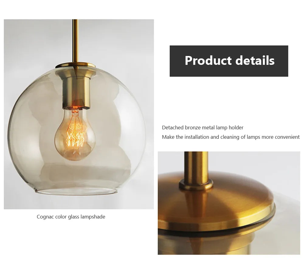 Nordic Industrial Style Glass Modern Luxury Led Pendant