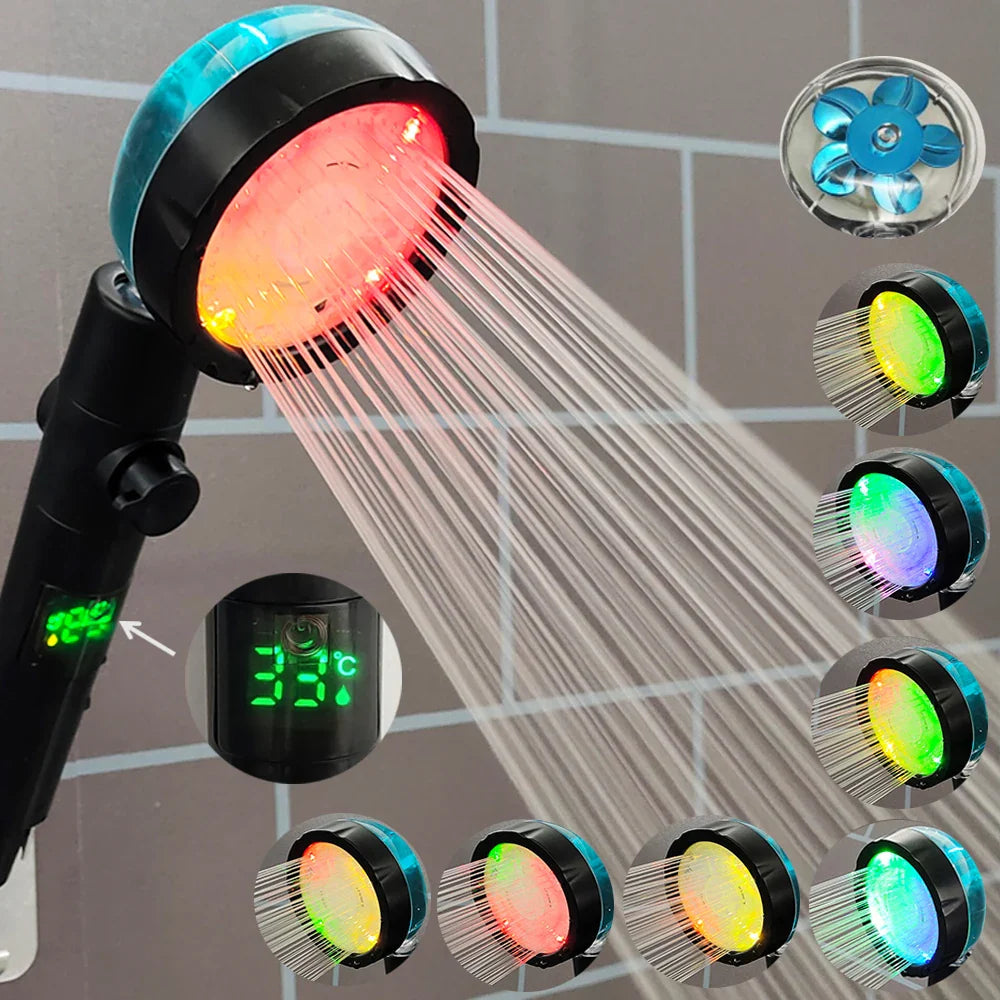 Sara LED Temperature Shower Head - High-Pressure Turbo Rainfall