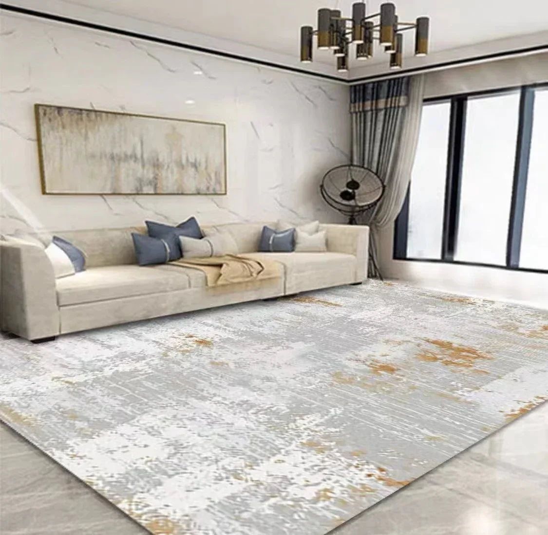 Nordic Elegance Ink Splash Rug – Modern Abstract Area Carpet for Living Room & Bedroom