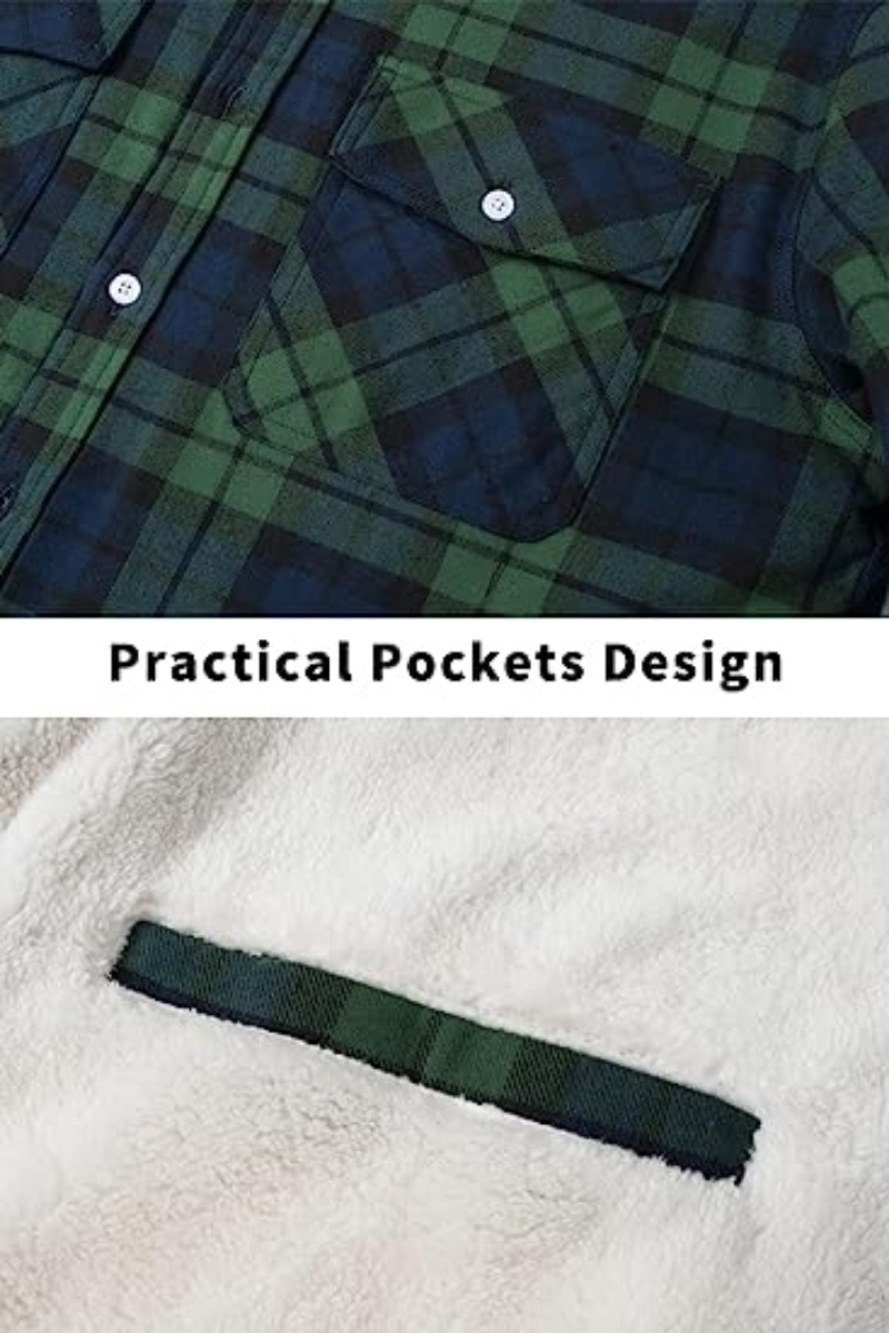 Cedricus - Fleece Lined Plaid Jacket