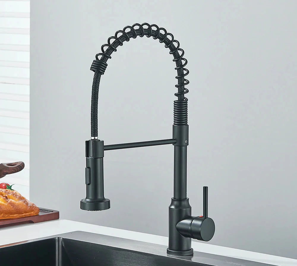 Sophia Matte Black Kitchen Faucet – Deck-Mounted Hot & Cold Water Tap