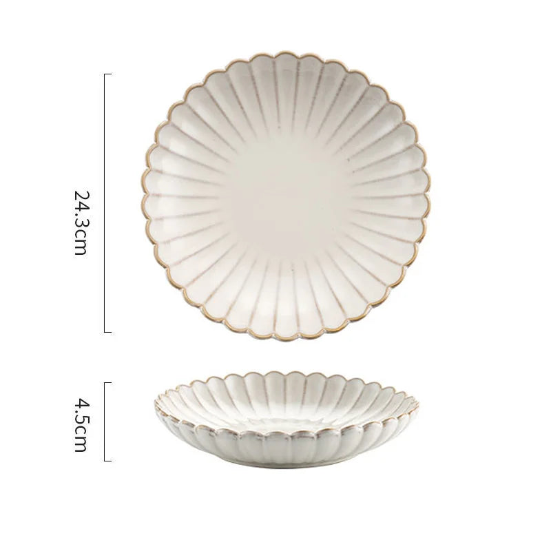 White Retro Ceramic Dishes Plates