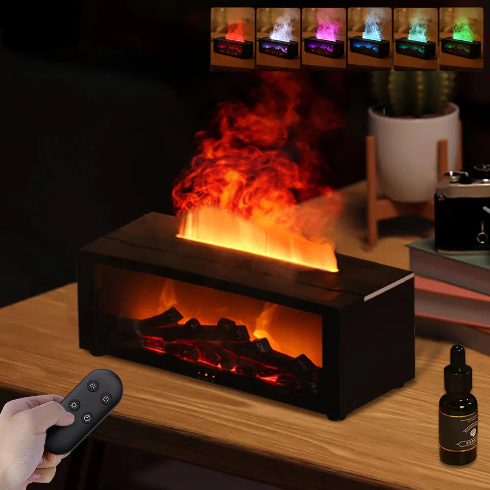 FlameGlow Diffusor für ätherische Öle – Aromatherapie-Luftbefeuchter mit 7 LED-Leuchten