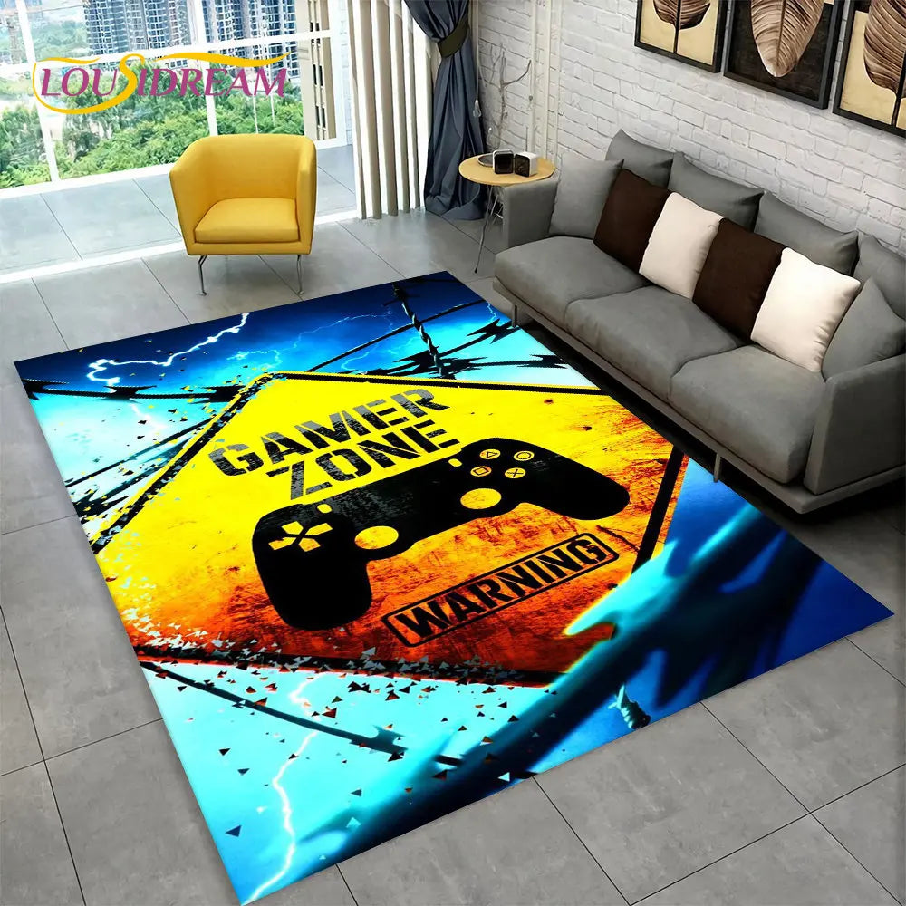 Tapis de jeu Alex 3D Gamer - Grand tapis antidérapant pour enfants et salon