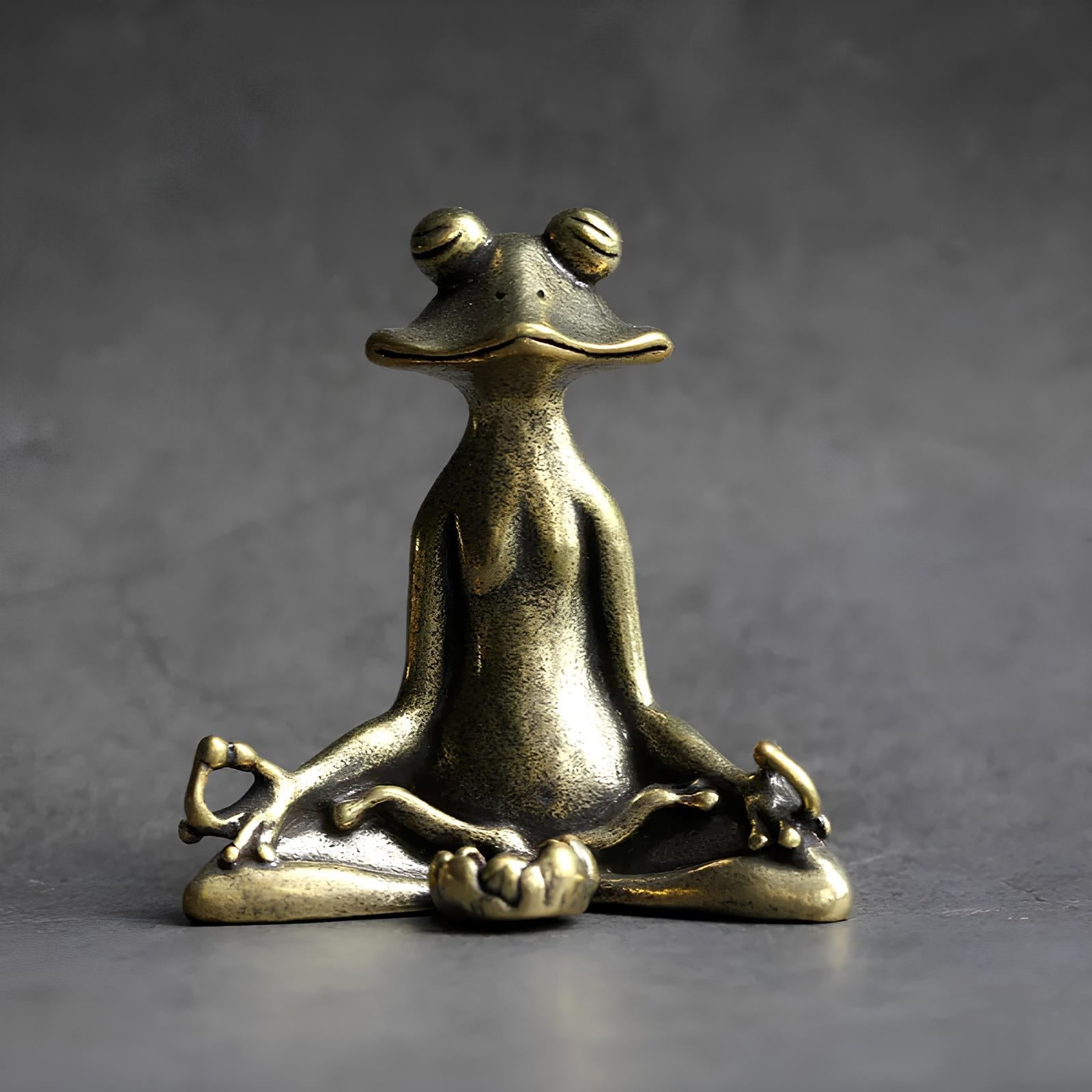 Messingfarbener meditierender Frosch-Räucherstäbchenhalter – Zen-Dekor für Achtsamkeit und Meditation