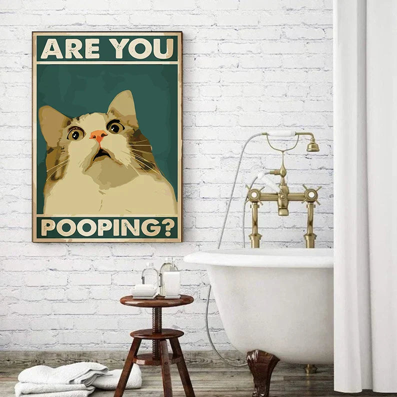 Are You Pooping? - Vintage Bathroom Wall Art