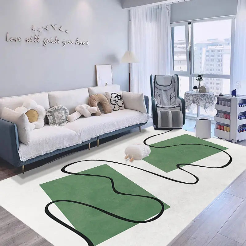 Tapis à Rayures Nordiques - Tapis Doux Antidérapant pour Salon et Chambre