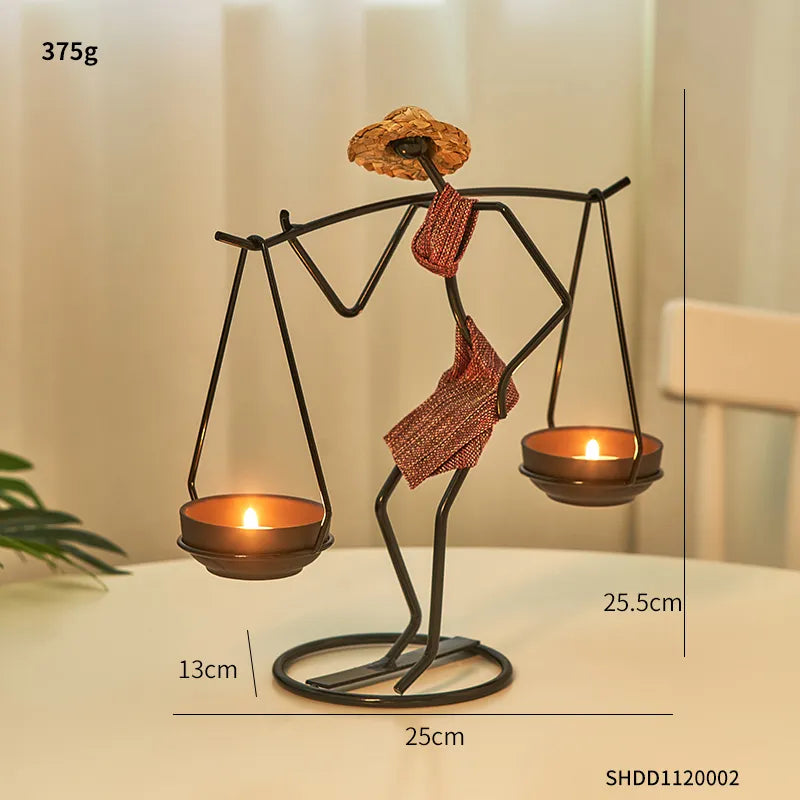 Woman Shaped Iron Candle Holder Luxury Romantic Decoration