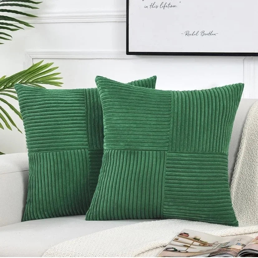 StripeCozy - Housse de coussin en velours côtelé doux pour la décoration intérieure