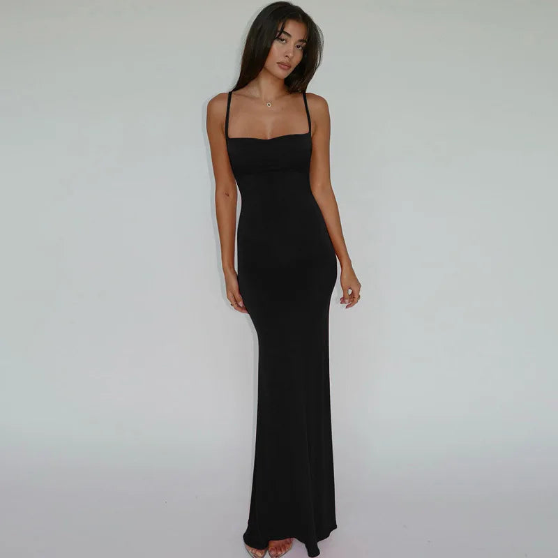 Sara 2024 Spring Sleeveless Backless Bodycon Maxi Dress for Women