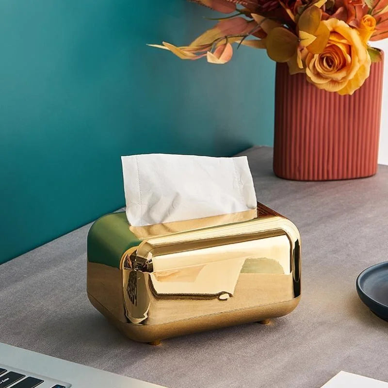 Amandi Luxury Gold & Silver Tissue Holder – Organizador Elegante e Durável para Espaços Contemporâneos