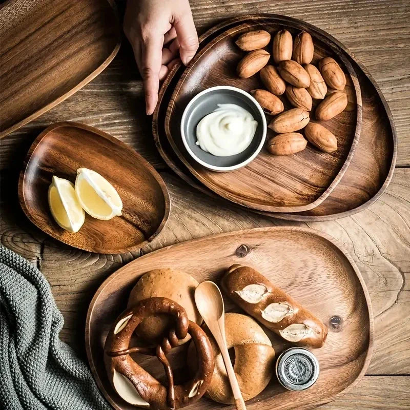 Assiettes à dîner rondes en bois Vrimlo