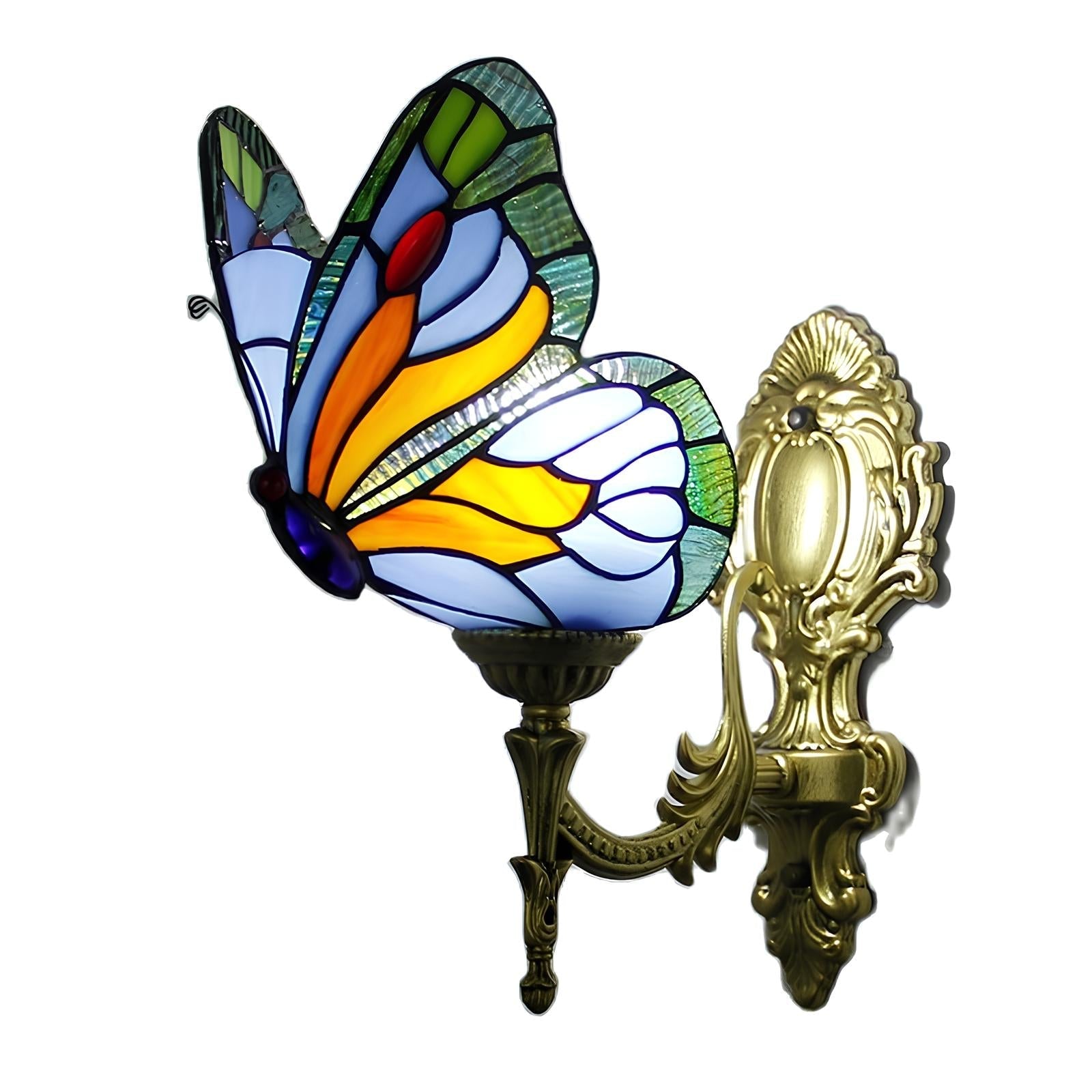 Lámpara de pared de mariposa estilo vitral Tiffany