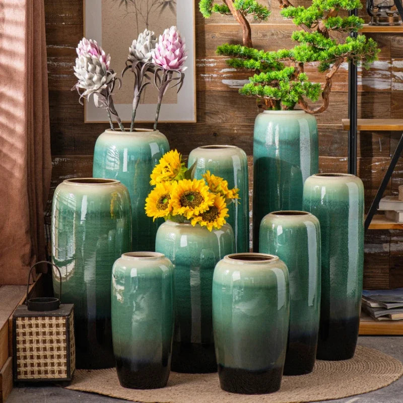 Design Grand Vase Vintage High Floor Cylinder Plant Flowers Vases Luxury Jarrones Decorativos Moderno Nordic Style Home Decor