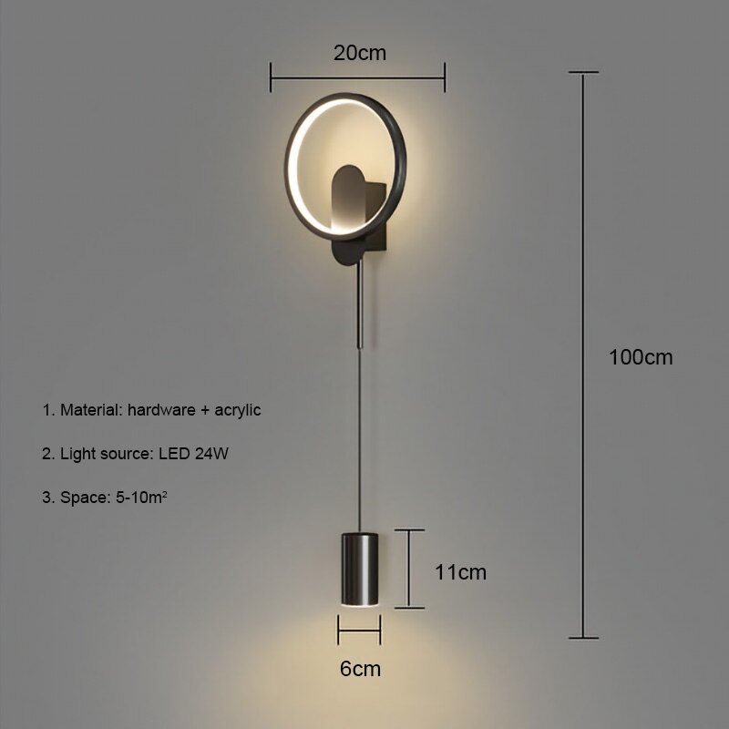 BAN Branwen Moderne LED Nordisk Gull Vegglampe 24W