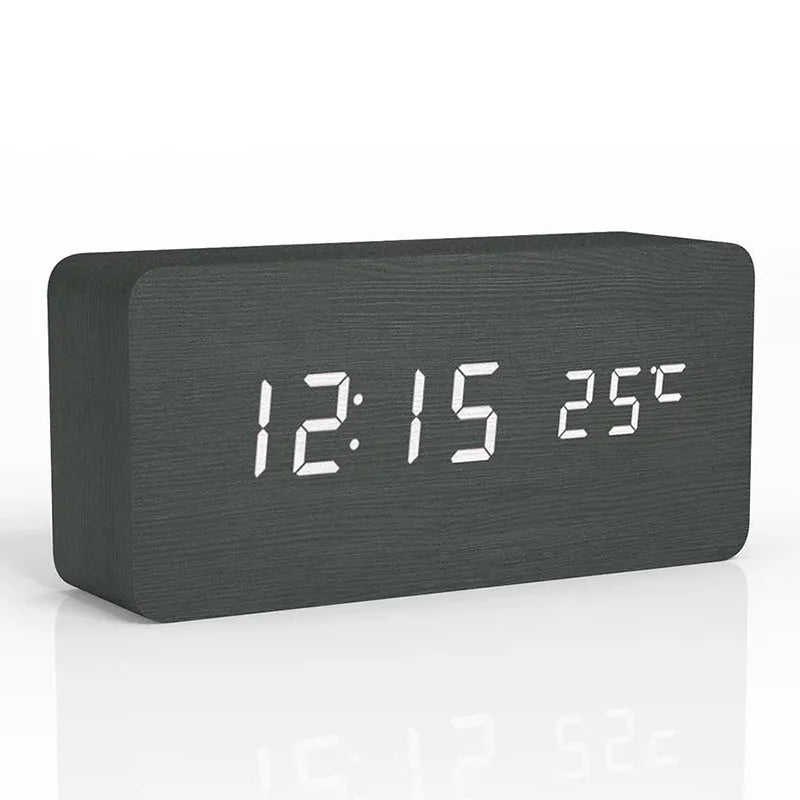 WoodTime – Reloj despertador digital de madera con pantalla LED