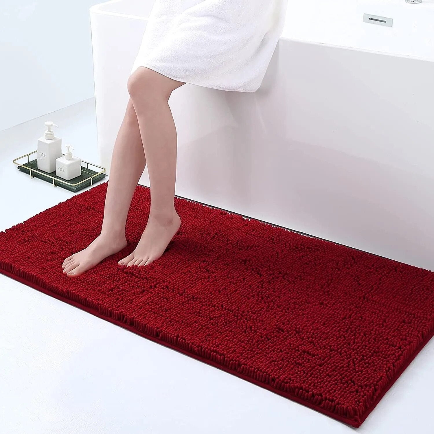 Alfombra de baño gruesa antideslizante: alfombra de baño suave y absorbente para mayor seguridad y comodidad.