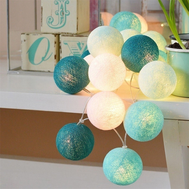 Cotton Ball LED Light Garland