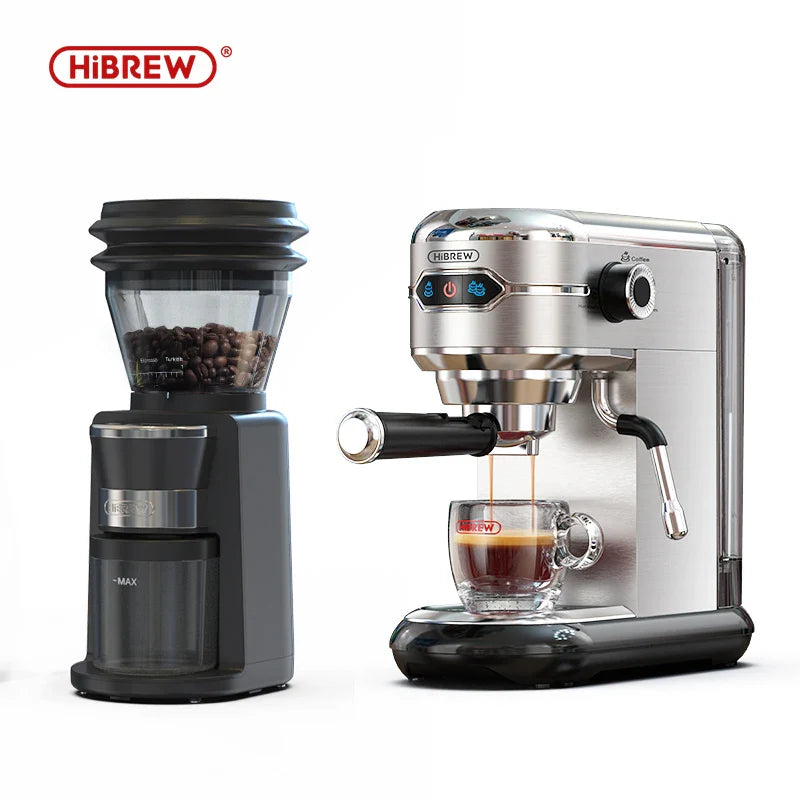 Molinillo de café eléctrico HiBREW automático con 31 engranajes para espresso, café americano y vertido - Almacenamiento visual de granos (G3)