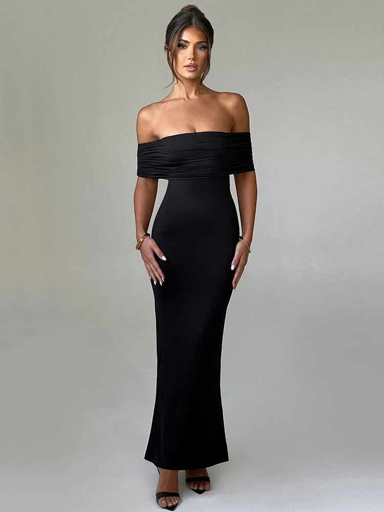 Vestido Maxi Sexy Sin Tirantes y Sin Espalda Sara – Elegante Bodycon para Club en Negro