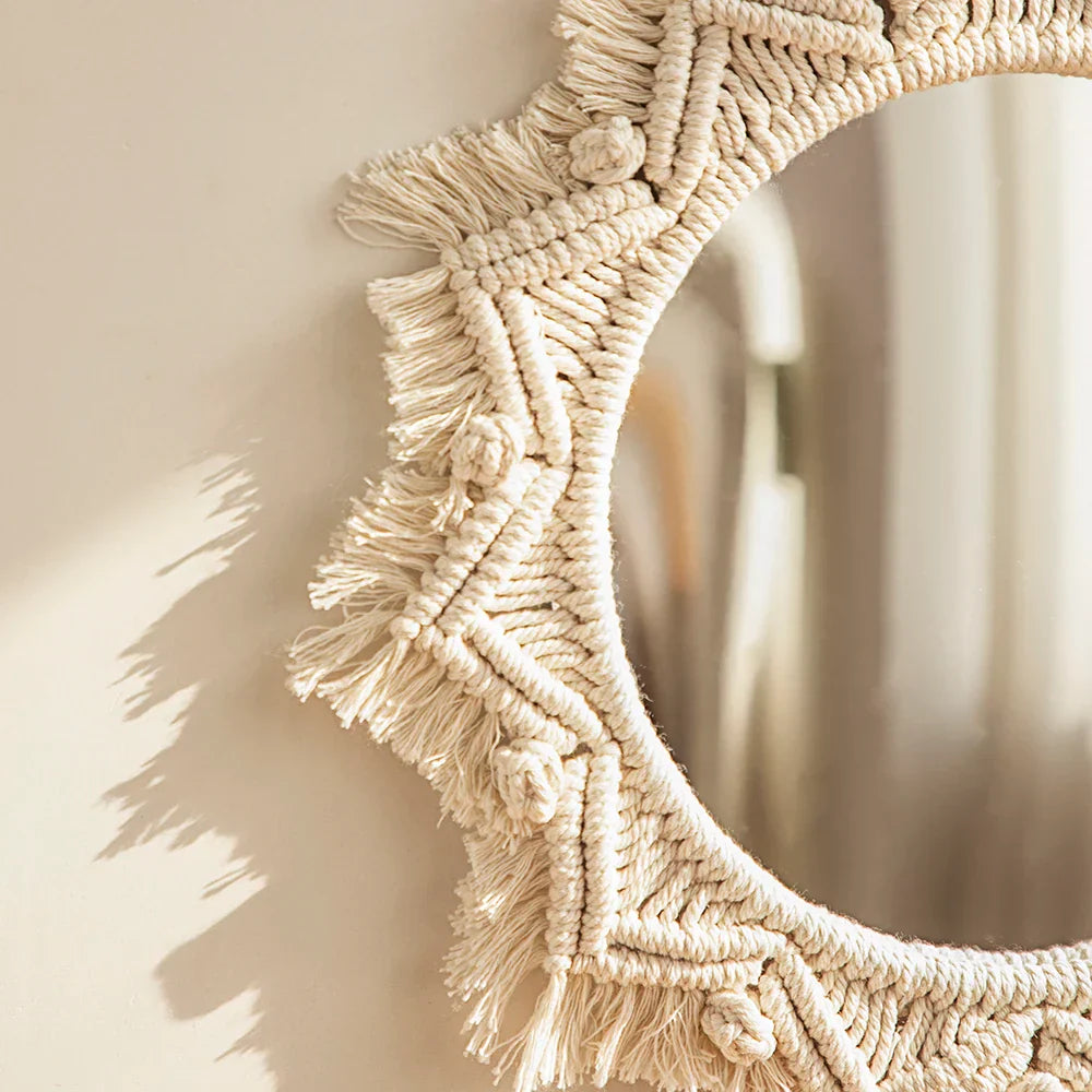 Bohemian Macramé Round Mirror