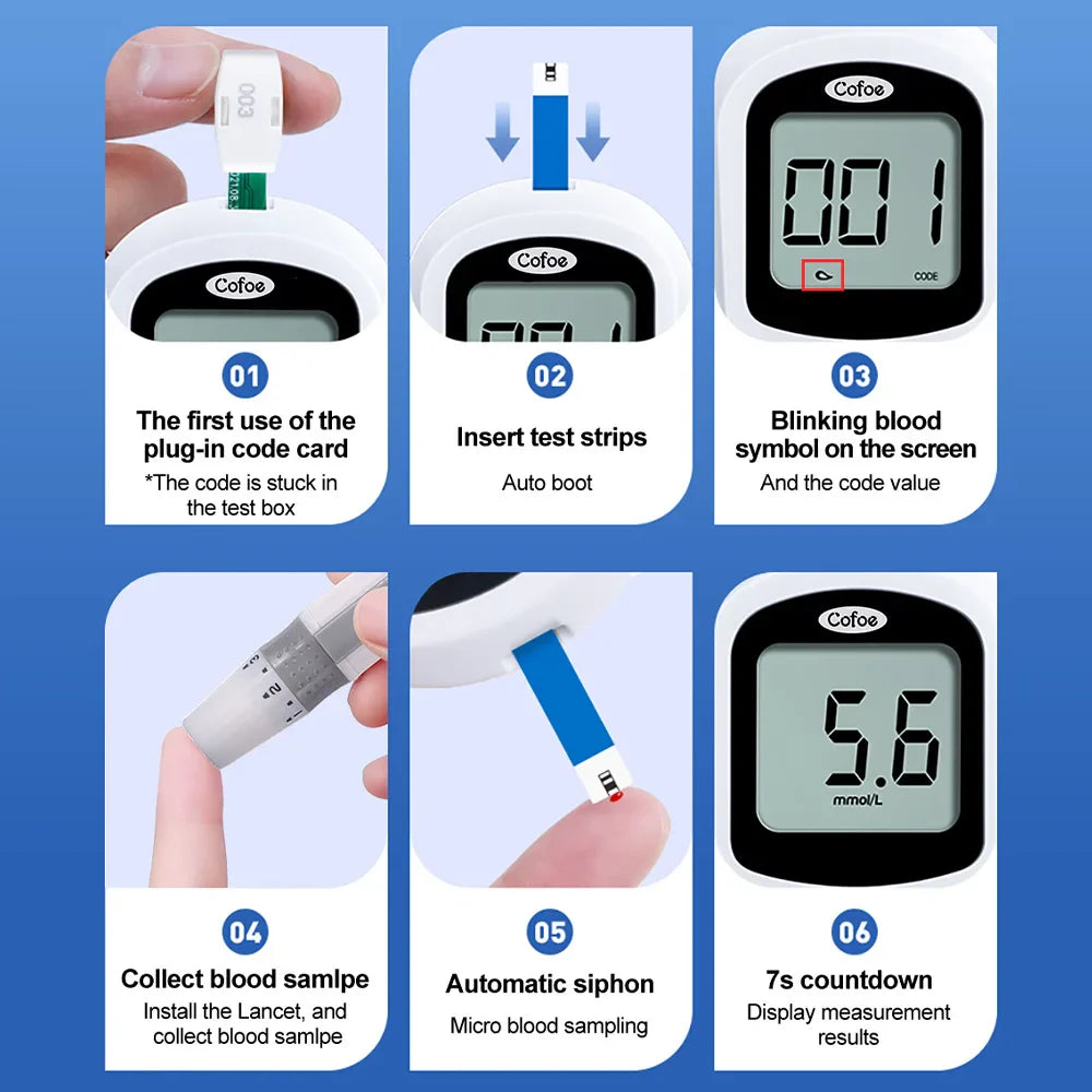 Blodsockermätarsats – Diabetesglukometer med testremsor och lansetter