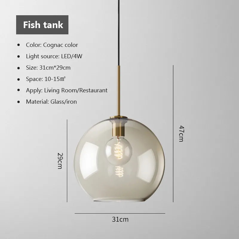 Severský industriální styl skleněný moderní luxusní LED závěs