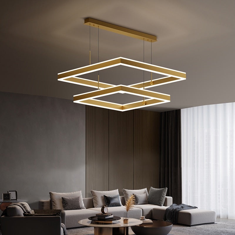 YLK Kare - Modern led chandelier for living room luxury square design